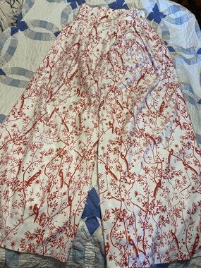 White/Off white wide leg pants with beautiful red print